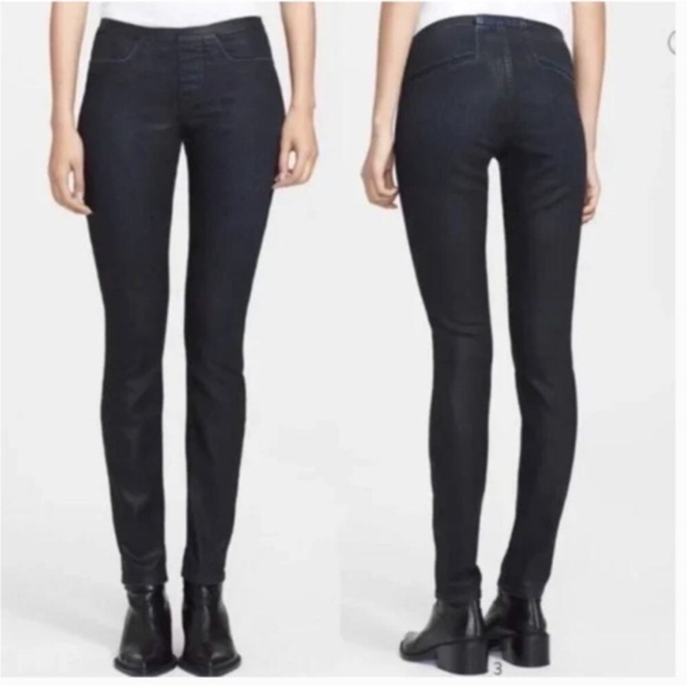 Helmut Lang Mortar Pull-On Coated Skinny Jeans